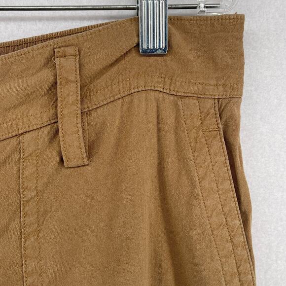VINCE Pants Womens L Linen Blend Cargo Cropped Cuffed High Rise Utility Brown - Picture 7 of 14